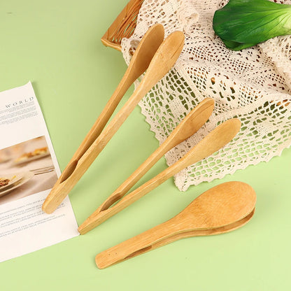 Bamboo Food BBQ Salad Toast Tongs Cake Pastry Tea Clip Clamp Useful Bamboo Cooking Tongs Bread Cake Clip Home Kitchen Tools