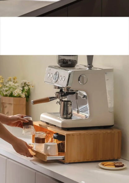 Bamboo Making Kitchen Storage Racks Coffee Machine Microwave Oven Household Pull Type Storage Rack Dustproof Cup Saucer Holders