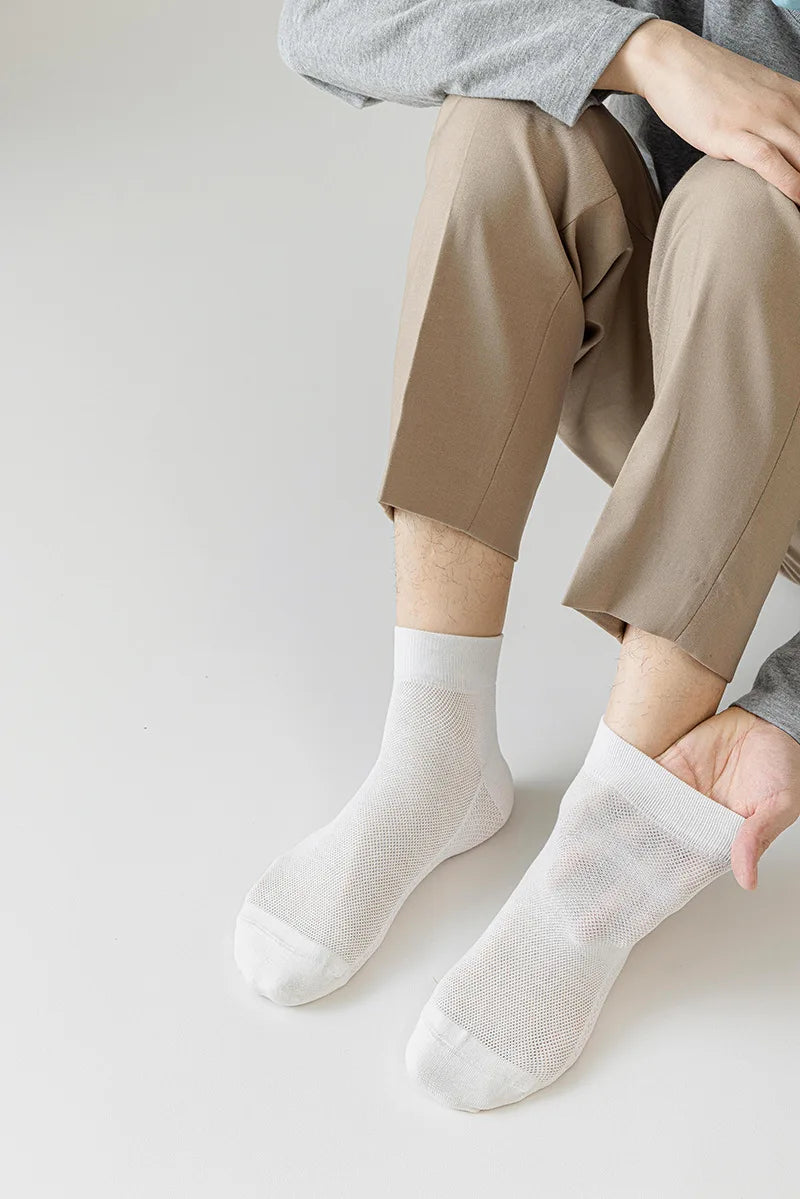 Bamboo Socks Thin Summer Men's Breathable Socks Absorbent Deodorant Bamboo Fiber Mesh Short Sock
