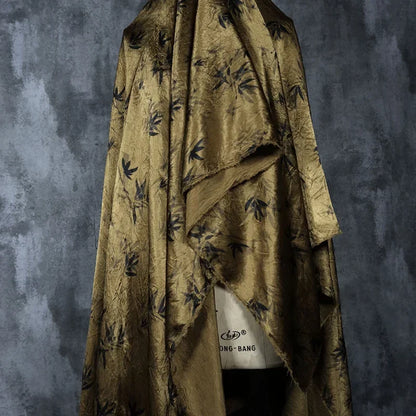 Bamboo Leaf Acetate Silk Printed Fabric New Chinese Fashion High Quality Vertical Womens Dresses Hanfu Pants DIY Design Cloth