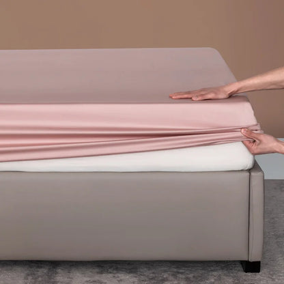 Organic Bamboo Bed Fitted Sheet Solid Color Silky Bed Cover Luxury Mattress Cover with Rubber Band Double Queen Size Customized