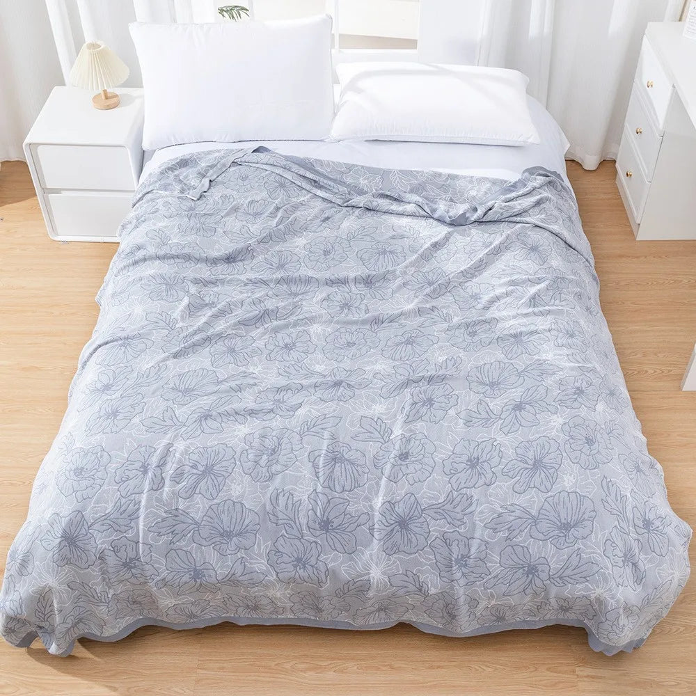Bamboo Cotton Summer Quilt adult Bedding Blanket Bedspread 150*200 cm 2 Layers Muslin Sleeping Gauze Blanket For Afternoon Nap