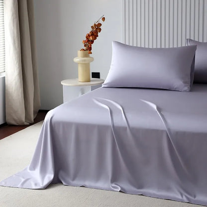 100%Organic Eucalyptus Plain Blue Flat Bed Sheets Lyocell Silky Soft Smooth Breathable Gentle to Skin Pillow shams
