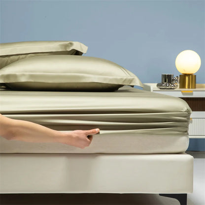 Luxury 100% Bamboo Bed Sheet Set with Fitted Sheets Flat Bedsheet Pillowcase Double Queen King Size Bedding Sets Smooth Silky