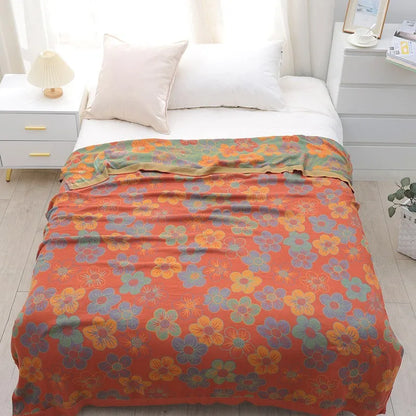 Bamboo Cotton Summer Quilt adult Bedding Blanket Bedspread 150*200 cm 2 Layers Muslin Sleeping Gauze Blanket For Afternoon Nap