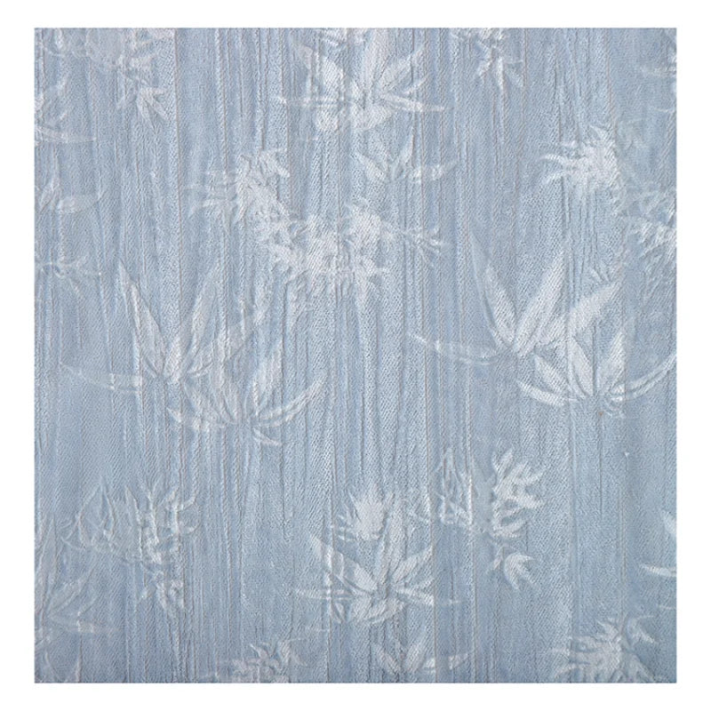 Blue bamboo forest, velvet embossed polyester jacquard cloth, pleated relief Chinese style cheongsam clothing designer fabric