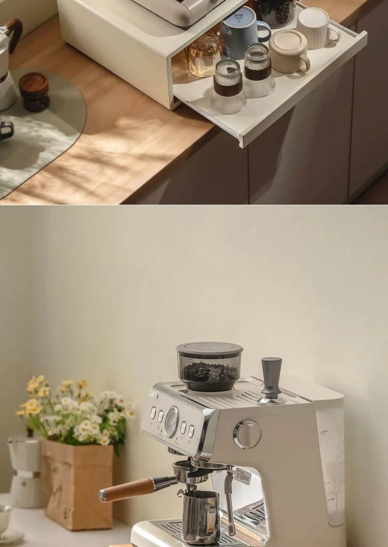 Bamboo Making Kitchen Storage Racks Coffee Machine Microwave Oven Household Pull Type Storage Rack Dustproof Cup Saucer Holders