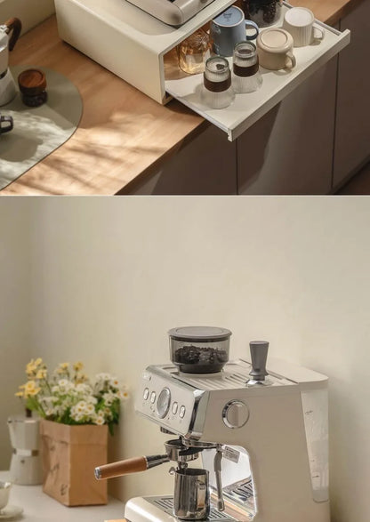 Bamboo Making Kitchen Storage Racks Coffee Machine Microwave Oven Household Pull Type Storage Rack Dustproof Cup Saucer Holders