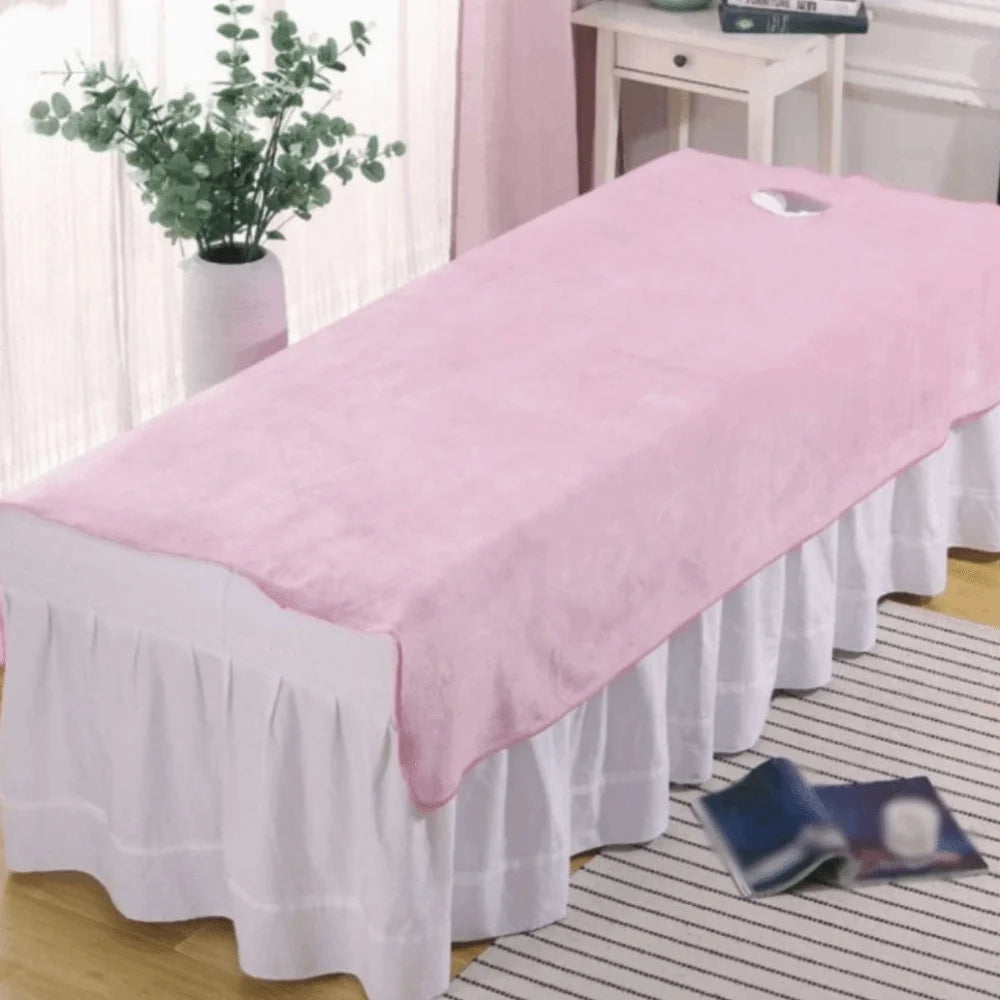 Comfortable SPA Bedspread Soft Solid Color Massage Bed Sheets with Face Hole Thickened Cosmetic Bed Sheet Beauty Tool