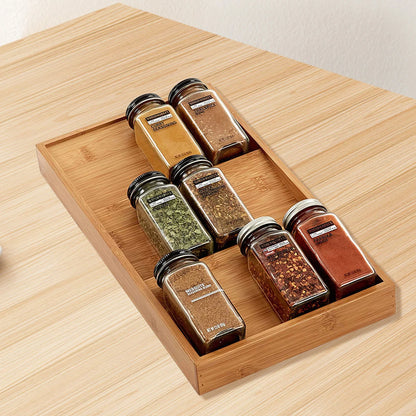 Bamboo Drawer Spice Rack,Countertop 3 Tier Storage Rack For Kitchen Counter,Shelves, Kitchen Organizer And Storage