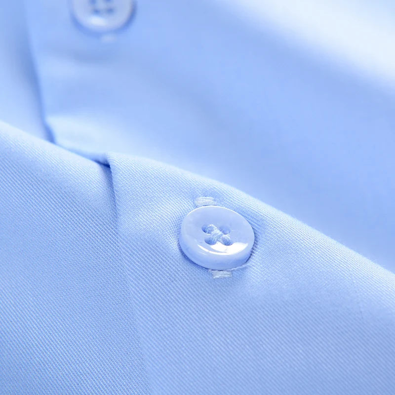 Bamboo Fiber Men Short Stretch Solid Dress Shirts Regular Fit Formal Business Social Camisas Short Sleeve Bamboo Fiber