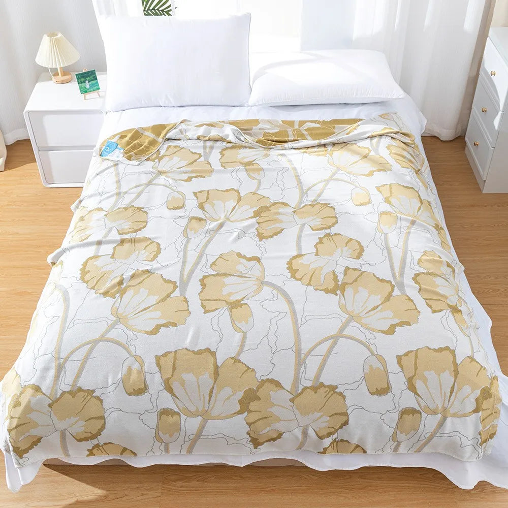 Bamboo Cotton Summer Quilt adult Bedding Blanket Bedspread 150*200 cm 2 Layers Muslin Sleeping Gauze Blanket For Afternoon Nap