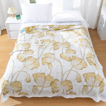 Bamboo Cotton Summer Quilt adult Bedding Blanket Bedspread 150*200 cm 2 Layers Muslin Sleeping Gauze Blanket For Afternoon Nap