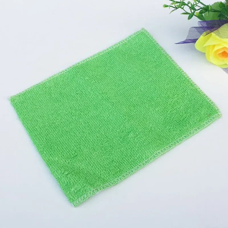 Bamboo Fiber Towel Kitchen Efficient  Anti-grease Cleaning Cloth Household Wiping Rag  Household Cleaning Tools Six Colors