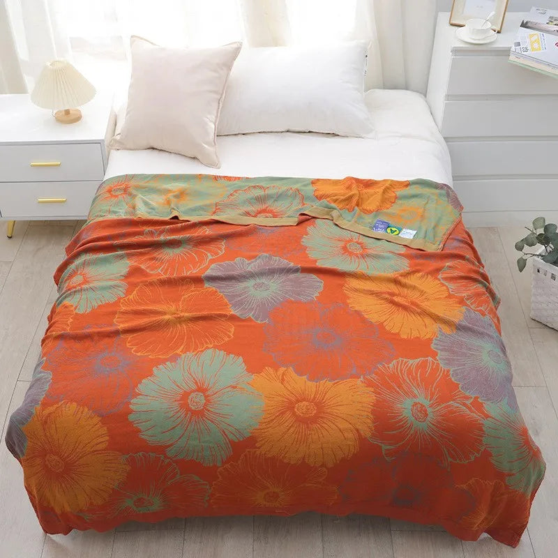 Bamboo Cotton Summer Quilt adult Bedding Blanket Bedspread 150*200 cm 2 Layers Muslin Sleeping Gauze Blanket For Afternoon Nap