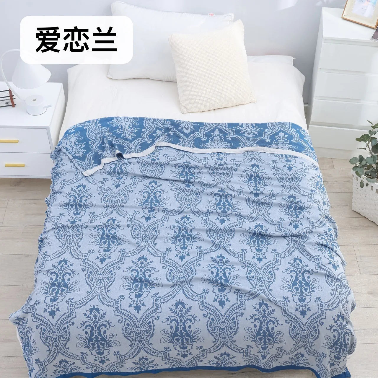 Bamboo Cotton Summer Quilt adult Bedding Blanket Bedspread 150*200 cm 2 Layers Muslin Sleeping Gauze Blanket For Afternoon Nap