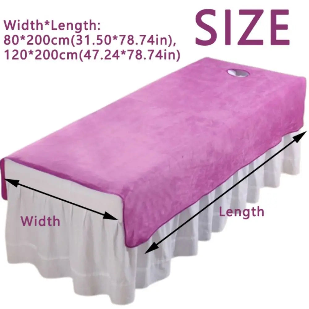 Comfortable SPA Bedspread Soft Solid Color Massage Bed Sheets with Face Hole Thickened Cosmetic Bed Sheet Beauty Tool