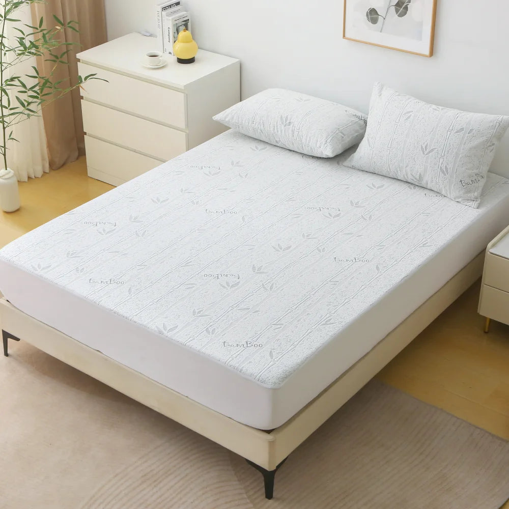 1pc Bamboo Mattress Protector, Breathable and Cooling Mattress Cover, 3D Air Fabric Fitted Bed Sheet 90/140/160cm size