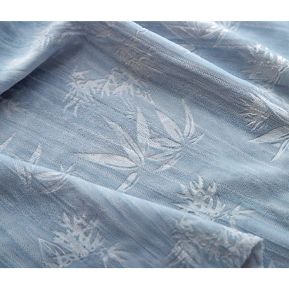 Blue bamboo forest, velvet embossed polyester jacquard cloth, pleated relief Chinese style cheongsam clothing designer fabric