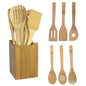 6 Pieces Bamboo Spoon Spatula Kitchen Utensil Wooden Cooking Tool Mixing Set