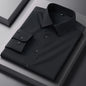 Bamboo Fiber solid color long sleeve shirts for men slim fit formal plain shirt work anti-wrinkle tops soft office clothes