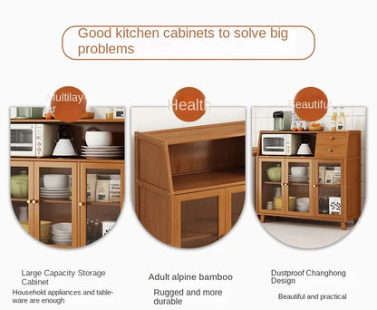 dining room Bamboo solid wood kitchen cabinets furniture sideboard side table furniture living room alacena Display cabinet
