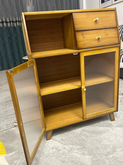 dining room Bamboo solid wood kitchen cabinets furniture sideboard side table furniture living room alacena Display cabinet