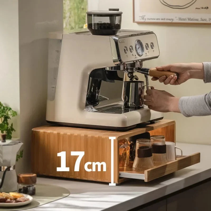 Bamboo Making Kitchen Storage Racks Coffee Machine Microwave Oven Household Pull Type Storage Rack Dustproof Cup Saucer Holders