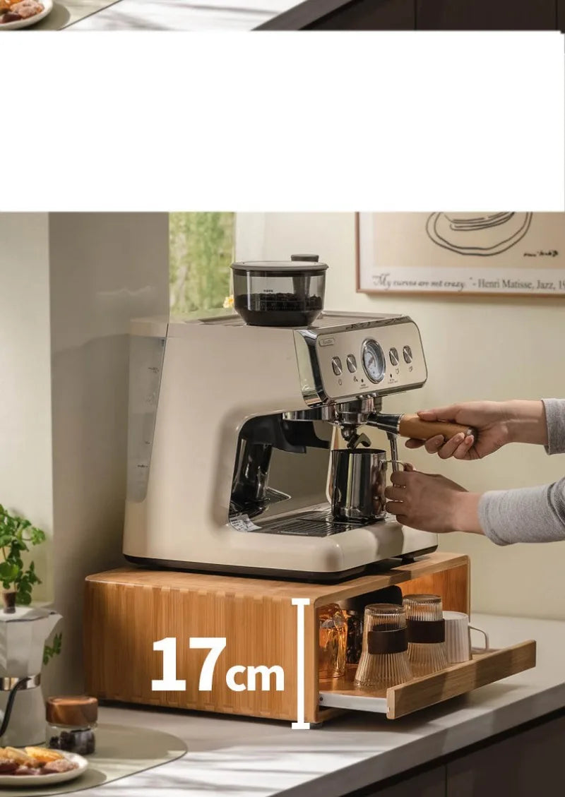 Bamboo Making Kitchen Storage Racks Coffee Machine Microwave Oven Household Pull Type Storage Rack Dustproof Cup Saucer Holders