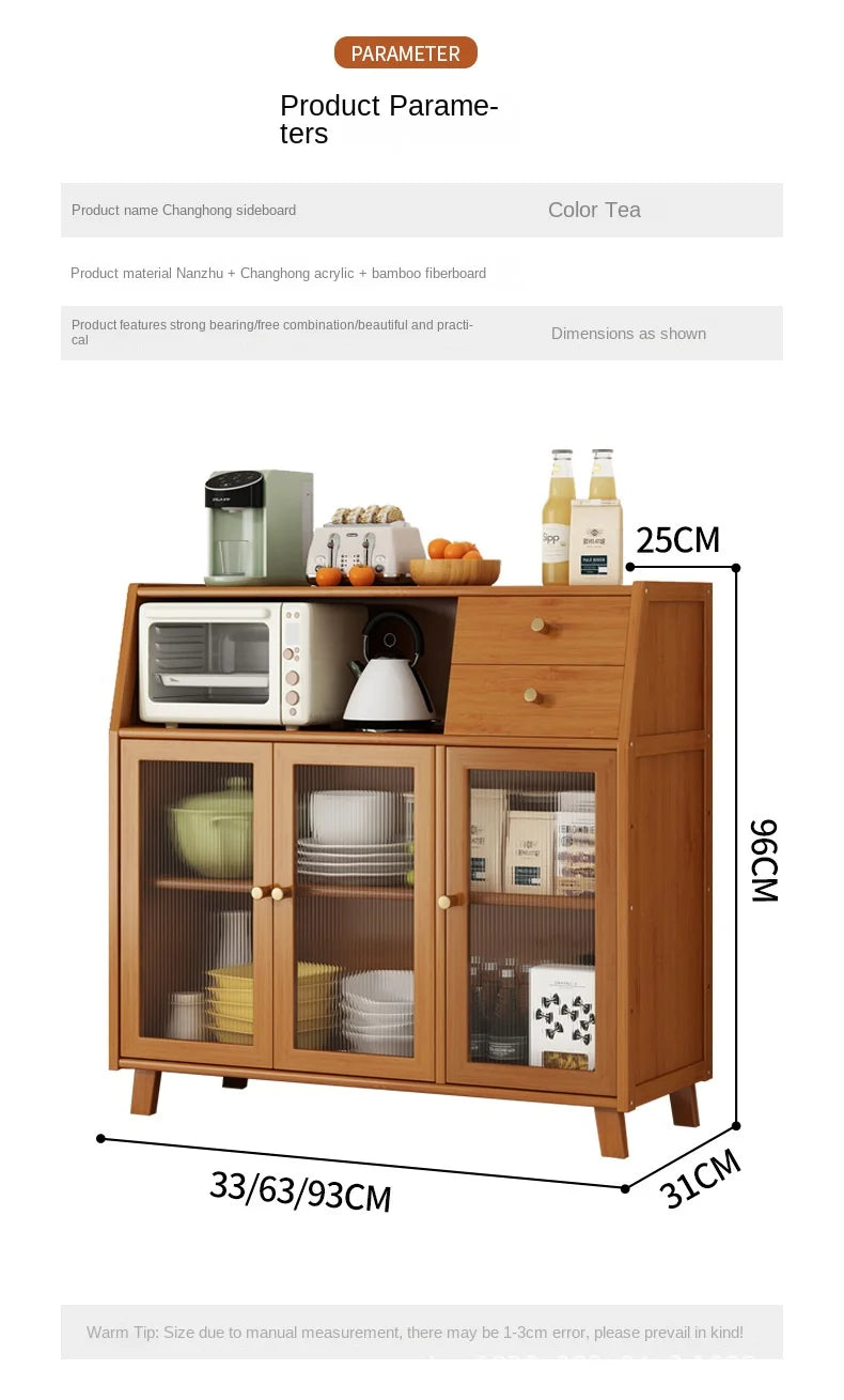 dining room Bamboo solid wood kitchen cabinets furniture sideboard side table furniture living room alacena Display cabinet