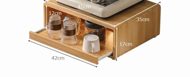 Bamboo Making Kitchen Storage Racks Coffee Machine Microwave Oven Household Pull Type Storage Rack Dustproof Cup Saucer Holders