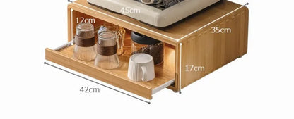 Bamboo Making Kitchen Storage Racks Coffee Machine Microwave Oven Household Pull Type Storage Rack Dustproof Cup Saucer Holders