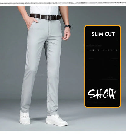 Bamboo Fiber Straight Business Pants Men Summer Clothes Fashion Classic Designer Breathable Casual Long Formal Trouser Male