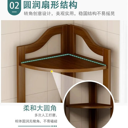 Kitchen Corner Bamboo Rack, Multi-Tier Storage Organizer, Freestanding Bookshelf for Cooking Utensils or Pantry Supplies
