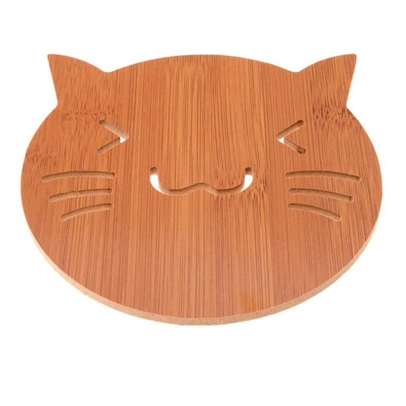 Bamboo Trivet Mat Set Cute Cartoon Multifuntion Kitchen Bamboo and Wood Non-Slip Insulation Table Mat Hot pads Tool