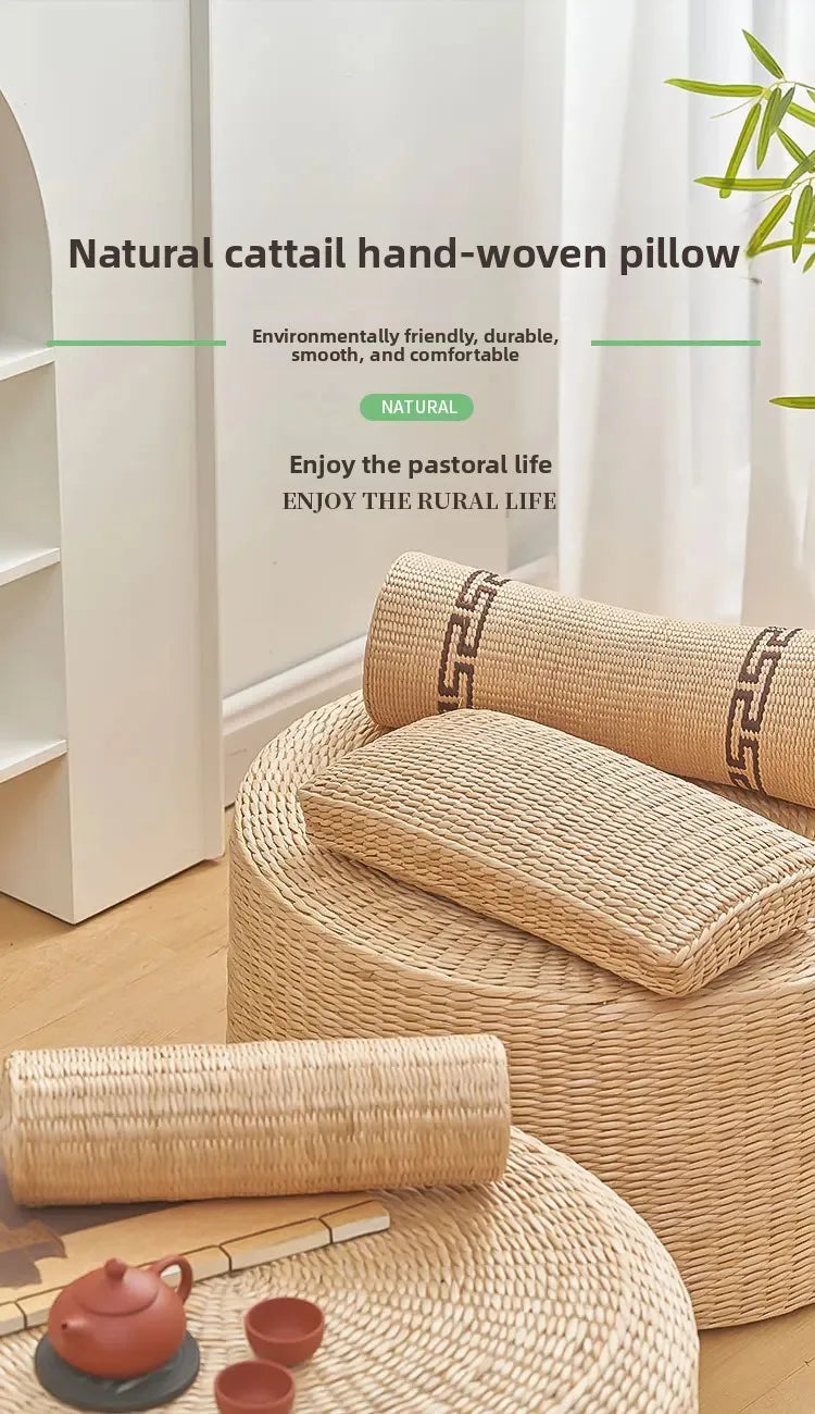 Bamboo Wife round Neck Pillow Straw Cervical Sleeping Bed Cushion for Pregnant Women Household Comfortable Pillow