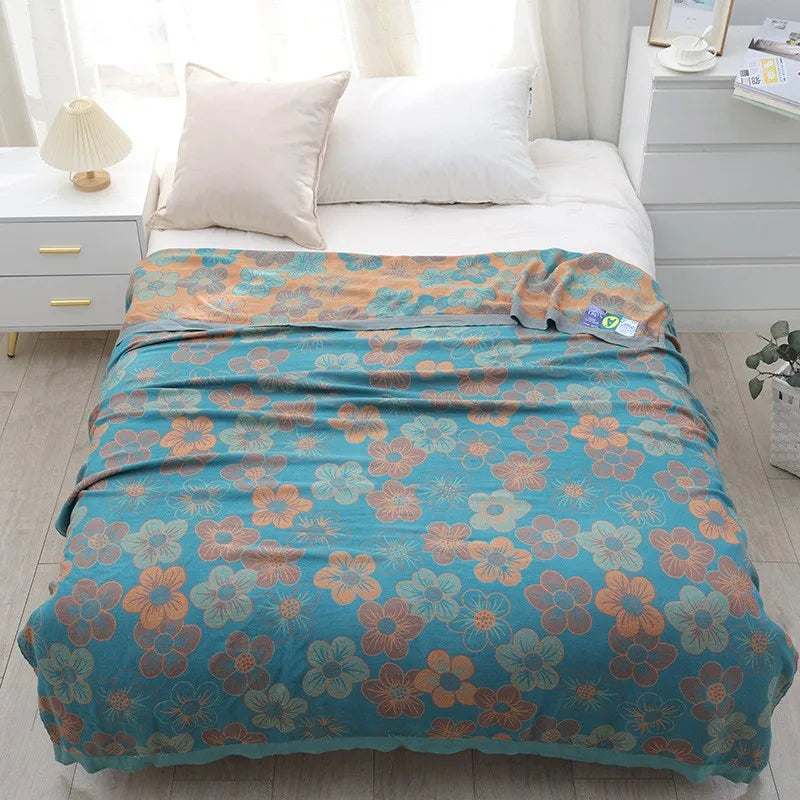Bamboo Cotton Summer Quilt adult Bedding Blanket Bedspread 150*200 cm 2 Layers Muslin Sleeping Gauze Blanket For Afternoon Nap