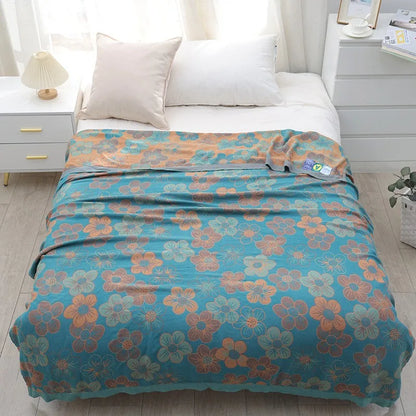 Bamboo Cotton Summer Quilt adult Bedding Blanket Bedspread 150*200 cm 2 Layers Muslin Sleeping Gauze Blanket For Afternoon Nap