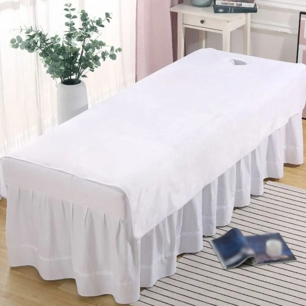 Comfortable SPA Bedspread Soft Solid Color Massage Bed Sheets with Face Hole Thickened Cosmetic Bed Sheet Beauty Tool
