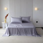 100%Organic Eucalyptus Plain Blue Flat Bed Sheets Lyocell Silky Soft Smooth Breathable Gentle to Skin Pillow shams