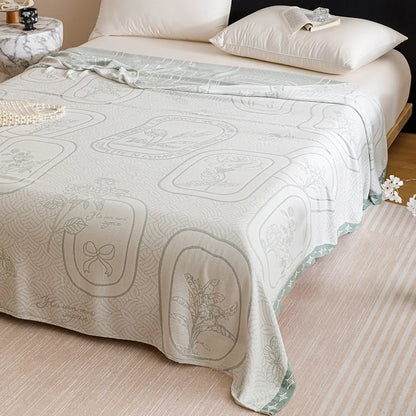 Natural Bamboo Fiber Blanket Breathable Sofa Bed Cover For Home Outdoor Jacquard Floral Cooling Summer Quilt Drop Shipping