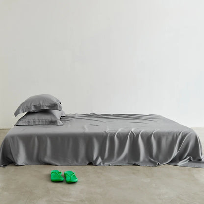 Luxury 100% Bamboo Bed Sheet Set with Fitted Sheets Flat Bedsheet Pillowcase Double Queen King Size Bedding Sets Smooth Silky