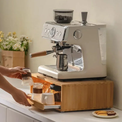 Bamboo Making Kitchen Storage Racks Coffee Machine Microwave Oven Household Pull Type Storage Rack Dustproof Cup Saucer Holders