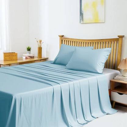 100% Bamboo Fibre Bedsheet Twin Queen King Size Flat Sheet Summer Solid Color Antibacterial Cooling Single And Double Bed Linens