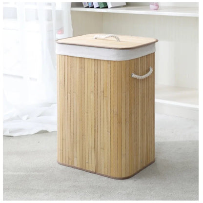 Bamboo Laundry Basket Breathable Woven Knit Laundry Basket Large Capacity Laundry Basket Environmentally Friendly Laundry Basket