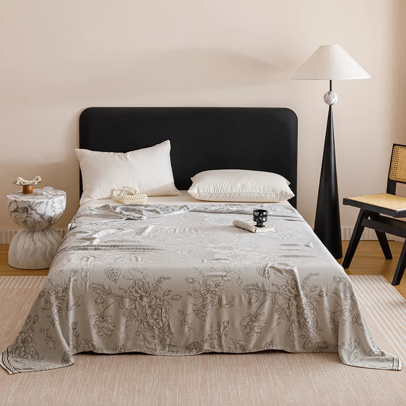 Natural Bamboo Fiber Blanket Breathable Sofa Bed Cover For Home Outdoor Jacquard Floral Cooling Summer Quilt Drop Shipping