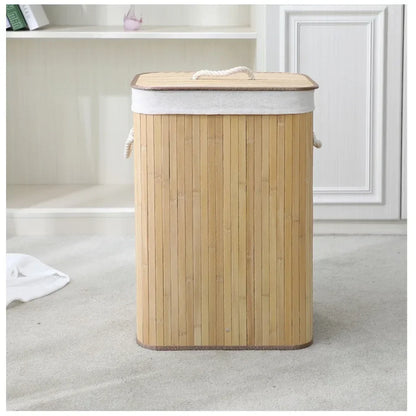 Bamboo Laundry Basket Breathable Woven Knit Laundry Basket Large Capacity Laundry Basket Environmentally Friendly Laundry Basket