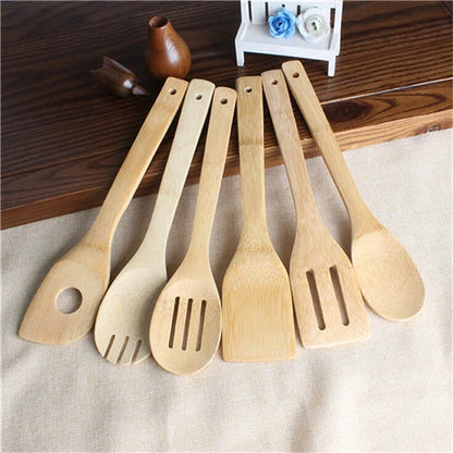 kitchen tools 6pcs Bamboo Spoon Spatula Kitchen Utensil Wooden Cooking Tool Mixing Set