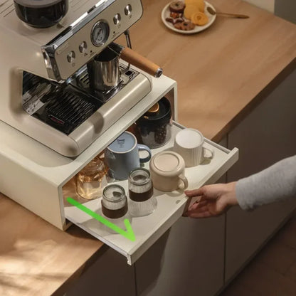 Bamboo Making Kitchen Storage Racks Coffee Machine Microwave Oven Household Pull Type Storage Rack Dustproof Cup Saucer Holders