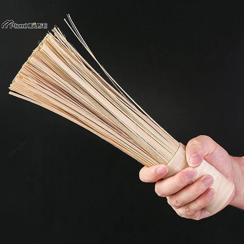 Kitchen Natural Bamboo Pot Washing Brush Bamboo Wok Cleaning Whisk Brush Household Kitchen Clean Tool With Comfortable Handle